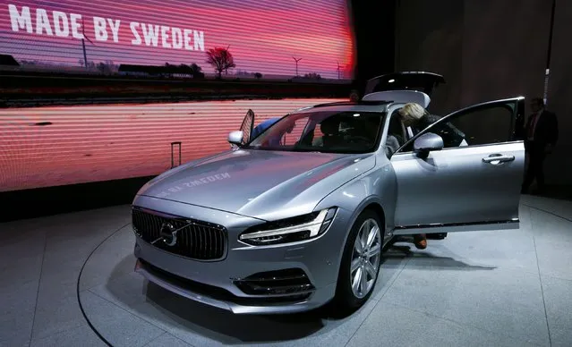 A new Volvo V90 car is seen at the 86th International Motor Show in Geneva, Switzerland, March 1, 2016. (Photo by Denis Balibouse/Reuters)