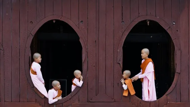 Young novices at the Kakku temple complex in Myanmar in August 2021, where Buddhist monks live and study. (Photo by Sarah Wouters/Solent News)