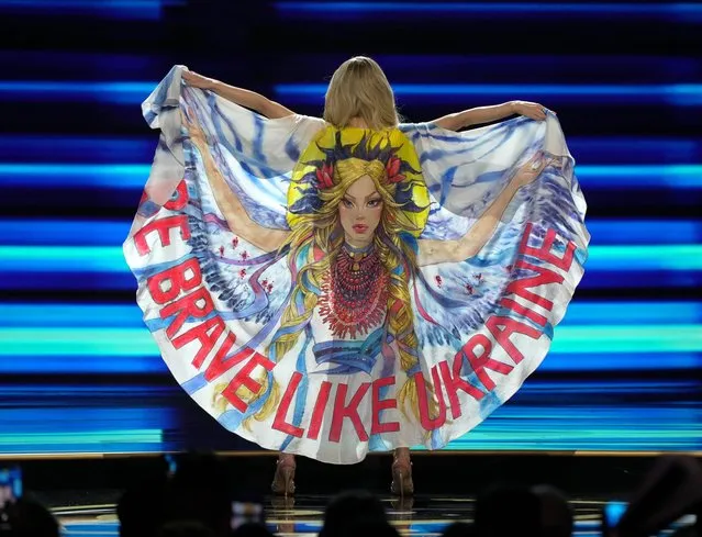 Miss Ukraine, Viktoriia Apanasenko walks onstage during the 71st Miss Universe preliminary competition at New Orleans Morial Convention Center on January 11, 2023 in New Orleans, Louisiana. (Photo by Josh Brasted/Getty Images)