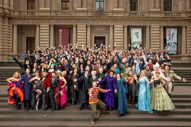 The cast of Moulin Rouge, Harry Potter and the Cursed Child and Frozen pose for a photo on December 15, 2021 in Melbourne, Australia. Over 100 cast and crew of three major Broadway blockbusters – Disney's Frozen, Harry Potter and the Cursed Child and Moulin Rouge! The Musical – gathered for the historic photo opportunity to celebrate the return of live theatre in Melbourne. (Photo by Sam Tabone/WireImage)