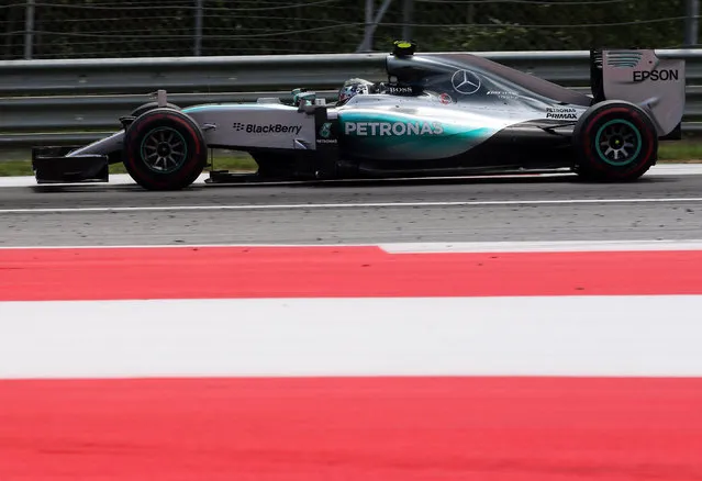 Mercedes driver Nico Rosberg of Germany steers his car during the Austrian Formula One Grand Prix race in Spielberg, southern Austria, Sunday, June 21, 2015. (AP Photo/Ronald Zak)