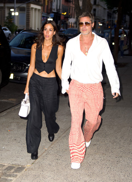 Jewellery designer Ines de Ramos and American actor Brad Pitt are seen on September 08, 2024 in New York City. (Photo by METROPOLIS/Bauer-Griffin/GC Images)