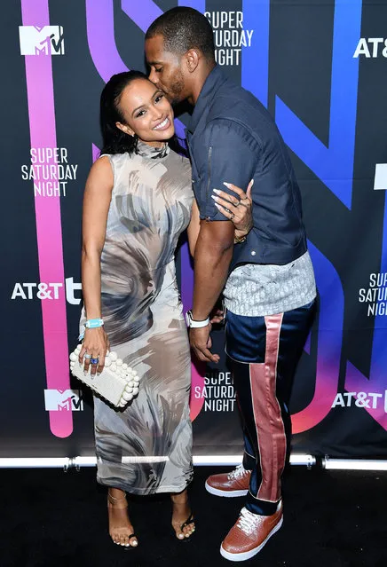 Karrueche Tran and Victor Cruz attend AT&T TV Super Saturday Night at Meridian at Island Gardens on February 01, 2020 in Miami, Florida. (Photo by Dimitrios Kambouris/Getty Images for AT&T)