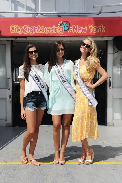 Miss Teen USA Katherine Haik, Miss USA Olivia Jordan and Miss Universe Paulina Vega attend the CitySightseeing Ride Of Fame media cruise at Pier 78 on August 27, 2015 in New York City. (Photo by Craig Barritt/Getty Images for Ride Of Fame)