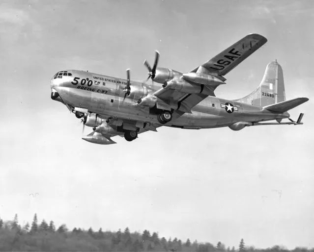 The C-97 military transport plane, developed near the end of World War II, is shown in this publicity photo from the Boeing Company. (Photo by Reuters/Boeing)
