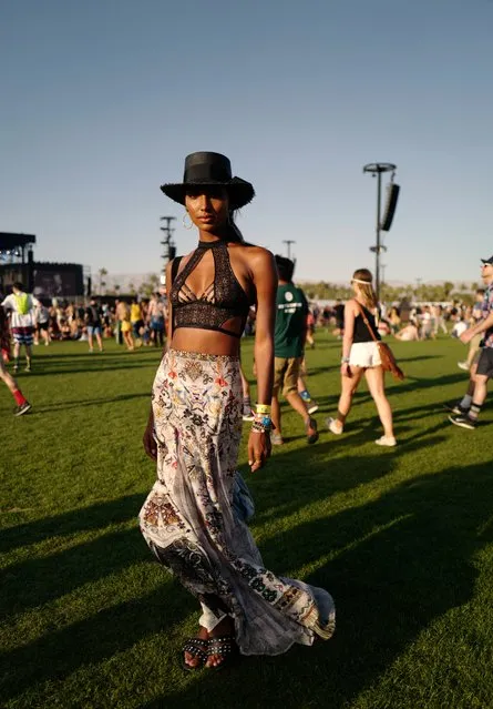 Jasmine Tookes wearing a Victoria Secret BH during day 1 of the 2018 Coachella Valley Music & Arts Festival Weekend 1 on April 13, 2018 in Indio, California. (Photo by Jeremy Moeller/Getty Images)
