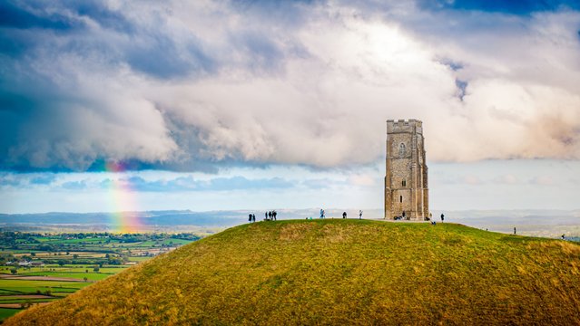 A rainbow on the horizon at Glastonbury Tor last night in Somerset, UK in a picture captured by photographer Will Evans on September 8, 2025. (Photo by Will Evans/Snap Photography)