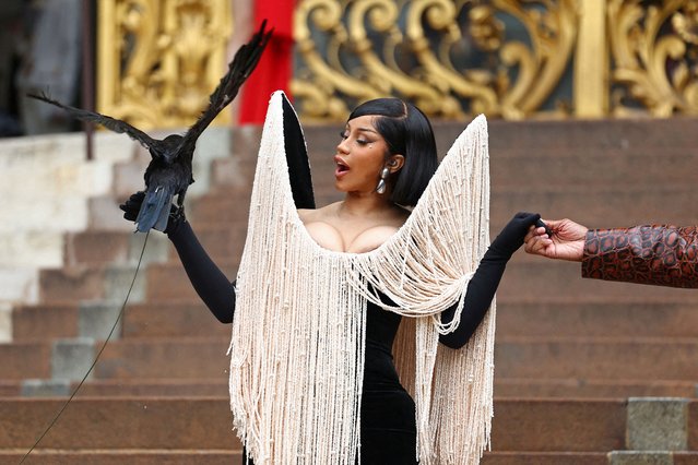Cardi B leaves after the Schiaparelli Haute Couture Fall/Winter 2025-2026 show on June 07, 2025. (Photo by Abdul Saboor/Reuters)
