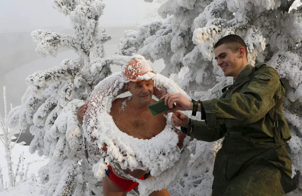 Winter Swimming in the Siberian city of Krasnoyarsk