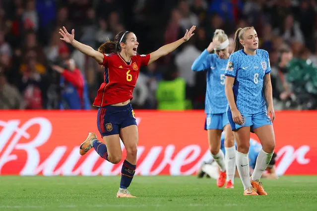 Aitana Bonmati of Spain celebrate after the team's victory in the FIFA Women's World Cup Australia & New Zealand 2023 Final match between Spain and England at Stadium Australia on August 20, 2023 in Sydney, Australia. (Photo by Robert Cianflone/Getty Images)