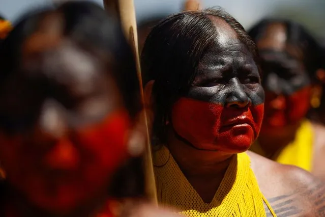 Indigenous women from different tribes attend the third March of Indigenous Women, in defence of women's rights, local indigenous people and the environment in Brasilia, Brazil on September 13, 2023. (Photo by Adriano Machado/Reuters)