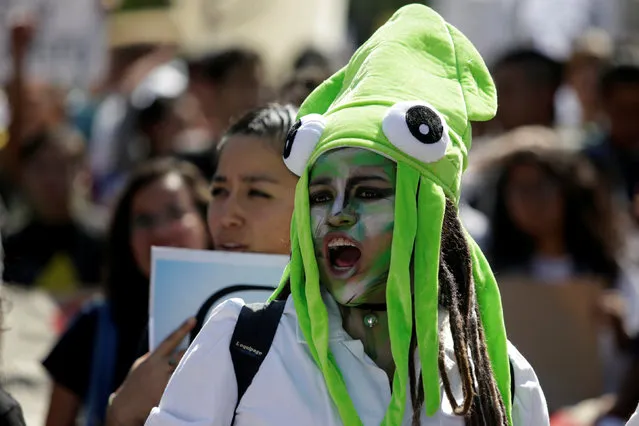 A demonstrator in a squid costume participates in the March for Science rally on Earth Day in Mexico City, Mexico April 22, 2017. (Photo by Jose Luis Gonzalez/Reuters)