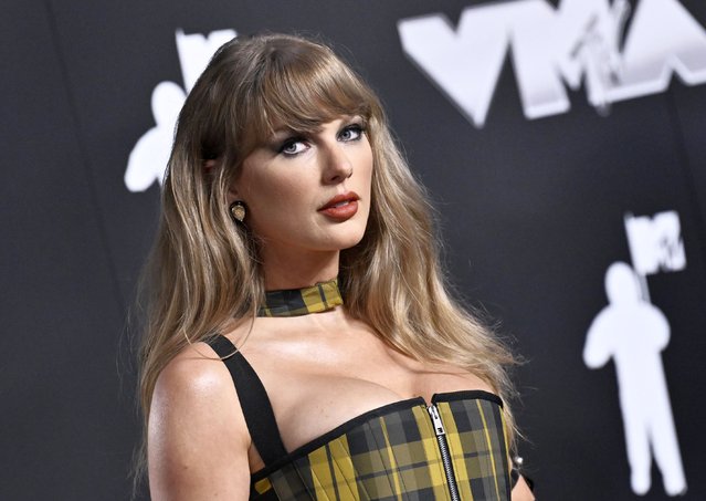 Taylor Swift arrives at the MTV Video Music Awards on Wednesday, September 11, 2024, at UBS Arena in Elmont, N.Y. (Photo by Evan Agostini/Invision/AP Phoot)