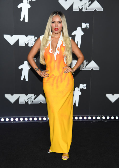 Colombian singer Karol G attends the 2024 MTV Video Music Awards at UBS Arena on September 11, 2024 in Elmont, New York. (Photo by Noam Galai/Getty Images for MTV)