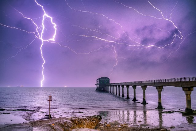 Dramatic weather ahead the bank holiday weekend last night on the Isle of Wight Lightning over Bembridge Lifeboat Station on the Isle of Wight last night, May 2, 2024. (Photo by Jamie Russell/IslandVisions/Bournemouth News)