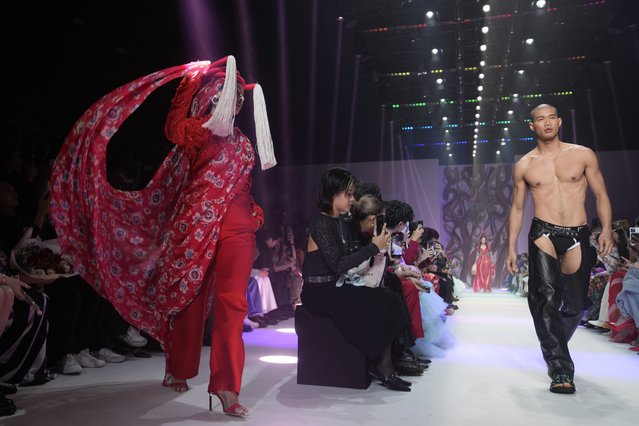 A model presents a creation as part of the Issue show, during Paragon Bangkok International Fashion Week in Thailand, Friday, October 4, 2024. (Phoot by Sakchai Lalit/AP Photo)