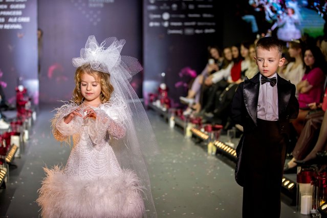 Models present creations by NataDi during the Moldova Fashion Days Winter 24/25 show in Chisinau, Moldova, 30 November 2024. (Photo by Dumitru Doru/EPA/EFE)