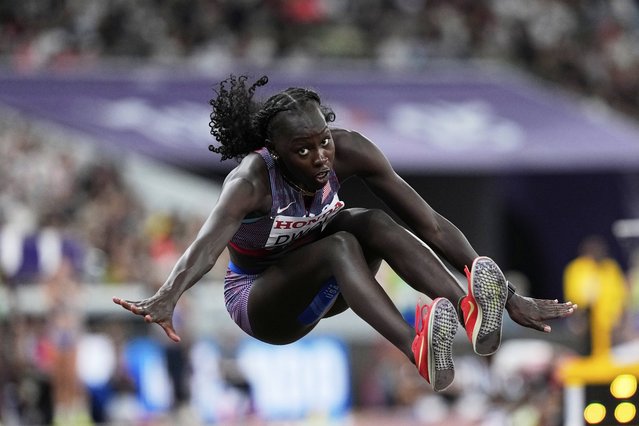 United States' Agur Dwol makes an attempt in the women's triple jump qualification at the World Athletics Championships in Tokyo, Tuesday, September 16, 2025. (Photo by Matthias Schrader/AP Photo)