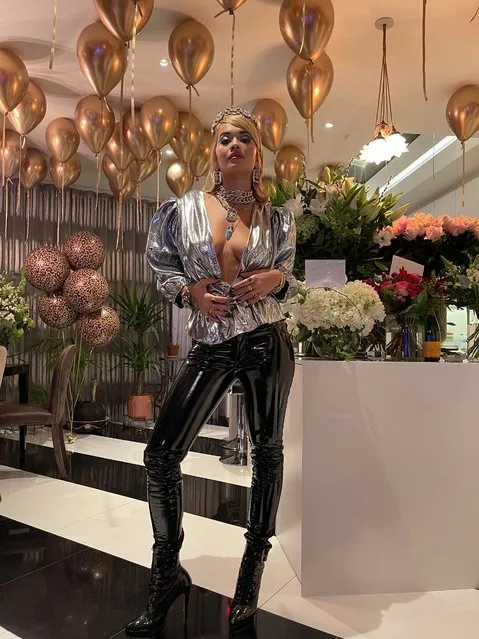 British singer Rita Ora, dressed up in a silver top and black vinyl trousers celebrated her 30th birthday in upmarket Chinese restaurant, Hakkasan, in Mayfair, London on Thursday November 27, 2020. (Photo by Instagram/The Sun)