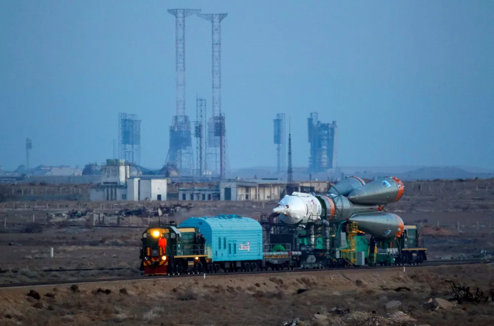 Soyuz Spacecraft Arrives at Baikonur Launchpad ahead of ISS Mission