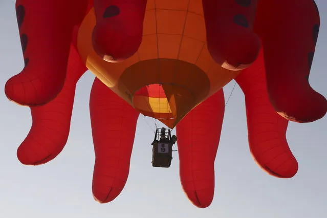 An octopus-shaped hot air balloon takes off at the start of the 19th Philippine Hot Air Balloon festival Thursday, February 12, 2015 at Clark Economic Zone, Pampanga province north of Manila, Philippines. (Photo by Bullit Marquez/AP Photo)
