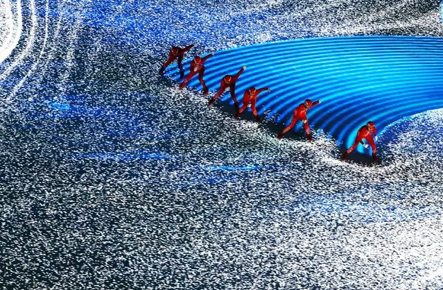 Performers take part in the opening ceremony of the Beijing 2022 Winter Olympic Games, at the National Stadium, known as the Bird's Nest, in Beijing, on February 4, 2022. (Photo by Thomas Peter/Reuters)