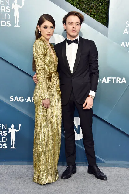 (L-R) Natalia Dyer and Charlie Heaton attend the 26th Annual Screen Actors Guild Awards at The Shrine Auditorium on January 19, 2020 in Los Angeles, California. (Photo by Gregg DeGuire/Getty Images for Turner)