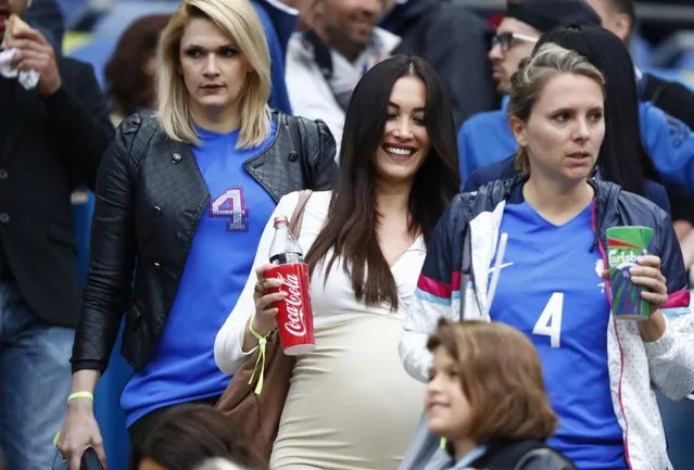 Football Soccer, France vs Iceland, EURO 2016, Quarter Final, Stade de France, Saint-Denis near Paris, France on July 3, 2016. France's Adil Rami wife Sidonie Biemont in the stands. (Photo by Christian Hartmann/Reuters/Livepic)