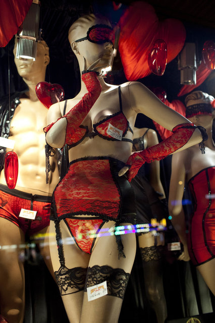 Sеx shop window with red lingerie on Reeperbahn and St Pauli, Hamburg, Germany on October 10, 2024. (Photo by In Pictures Ltd./Corbis via Getty Images)