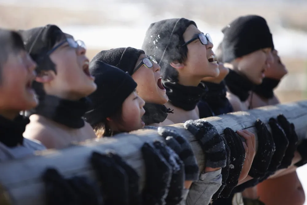 South Korean Students Participate in a Winter Military Camp in Ansan
