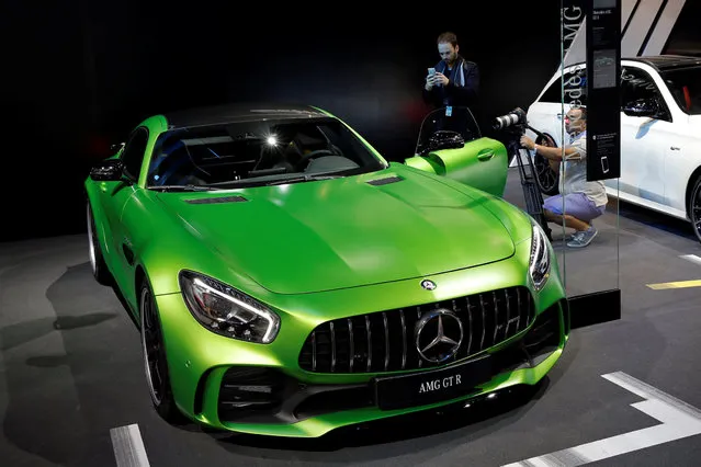 The Mercedes AMG GT Roadster is displayed on media day at the Paris auto show, in Paris, France, September 30, 2016. (Photo by Benoit Tessier/Reuters)