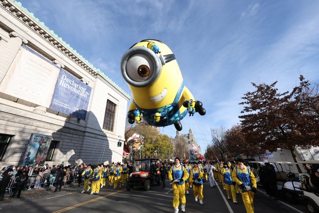 Stuart the Minion balloon during the 2025 Macy's Thanksgiving Day Parade on November 27, 2025 in New York City. (Photo by Kevin Mazur/Getty Images)