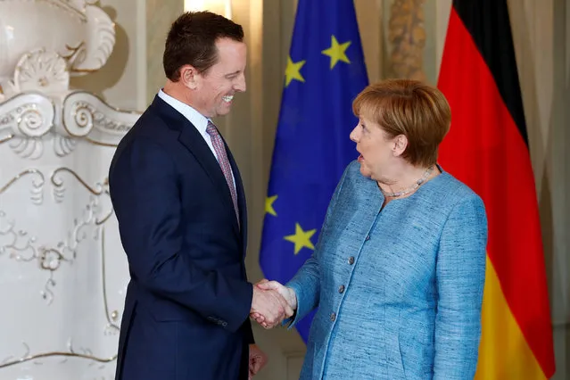 German Chancellor Angela Merkel receives the ambassador of U.S. to Germany, Richard Grenell, in Meseberg, Germany July 6, 2018. (Photo by Axel Schmidt/Reuters)