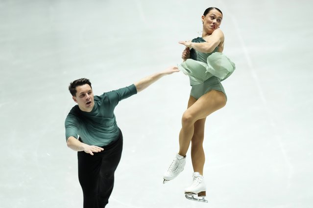 Anastasia Vaipan-Law and Luke Digby of Britain compete in the pairs short program at the Grand Prix of Figure Skating series competition in Tokyo, Japan, Friday, November 8, 2024. (Photo by Hiro Komae/AP Photo)
