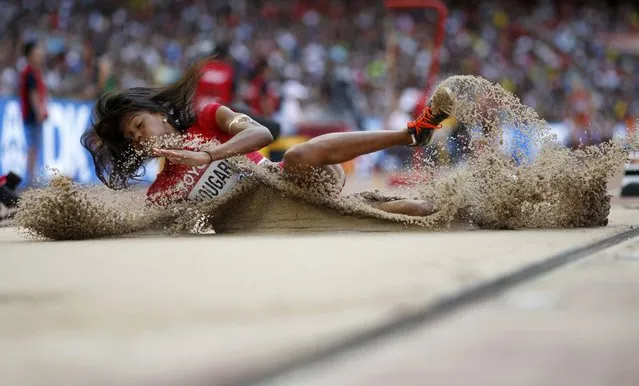 Erica Bougard of the U.S. competes in the long jump event of the women's heptathlon during the 15th IAAF World Championships at the National Stadium in Beijing, China, August 23, 2015. (Photo by Phil Noble/Reuters)