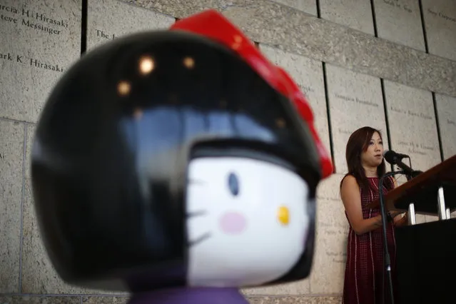 Janet Hsu, President and COO of Sanrio, which owns the Hello Kitty brand, speaks at the opening of “Hello! Exploring the Supercute World of Hello Kitty” museum exhibit in honor of Hello Kitty's 40th anniversary, at the Japanese American National Museum in Los Angeles, California October 10, 2014. (Photo by Lucy Nicholson/Reuters)