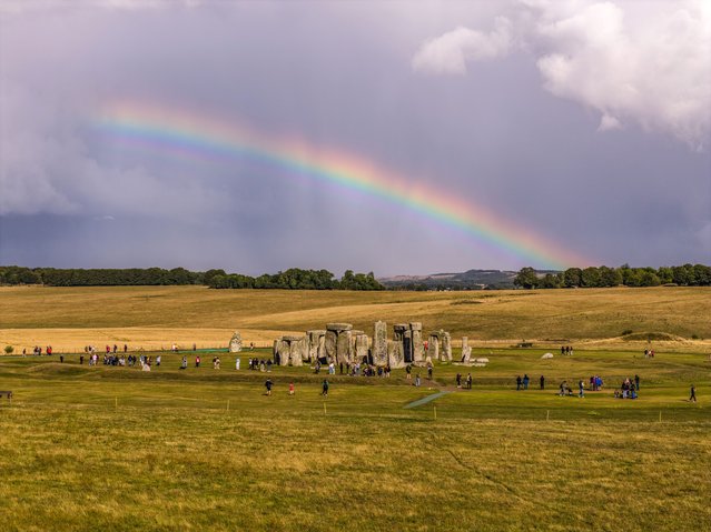 A rainbow over Stonehenge in Wiltshire, UK on Sunday, August 31, 2025. (Photo by Nick Bull/Picture Exclusive)