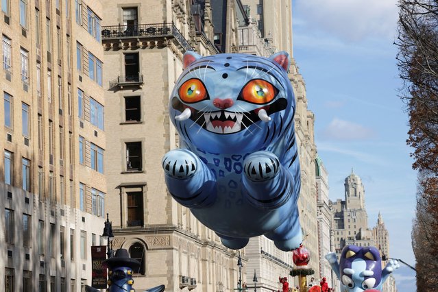 The Derpy Tiger balloon during the Macy's Thanksgiving Day Parade 2025, in New York City, U.S., November 27, 2025. (Photo by Jeenah Moon/Reuters)