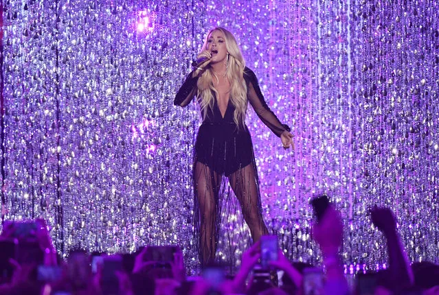 Carrie Underwood performs onstage at 2018 CMT Music Awards at Bridgestone Arena on June 6, 2018 in Nashville, Tennessee. (Photo by Harrison Mcclary/Reuters)
