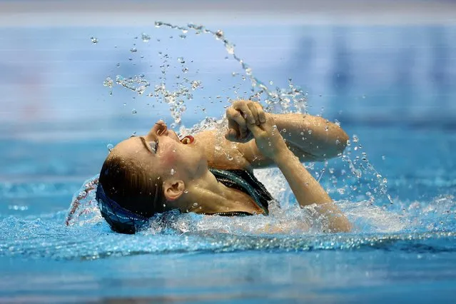 Klara Bleyer of Team Germany competes in the Artistic Swimming Women's Solo Technical Preliminaries on day one of the Fukuoka 2023 World Aquatics Championships at Marine Messe Fukuoka Hall A on July 14, 2023 in Fukuoka, Japan. (Photo by Marko Djurica/Reuters)