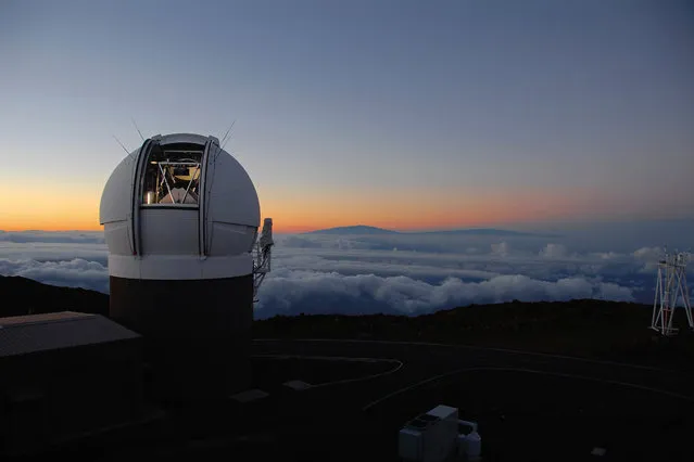 This undated photo made available by the University of Hawaii shows the Pan-STARRS1 Observatory on Haleakala, Maui, Hawaii at sunset. In October 2017, the telescope discovered an object from another star system that’s passing through ours. It was given the name “Oumuamua”, which in Hawaiian means a messenger from afar arriving first. (Photo by Rob Ratkowski/University of Hawaii via AP Photo)