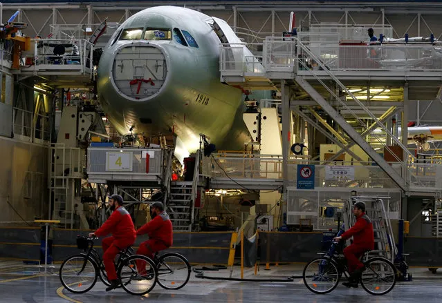 An Airbus A330neo is pictured on its final assembly line at Airbus headquarters in Colomiers, near Toulouse, France, November 26, 2018. (Photo by Regis Duvignau/Reuters)