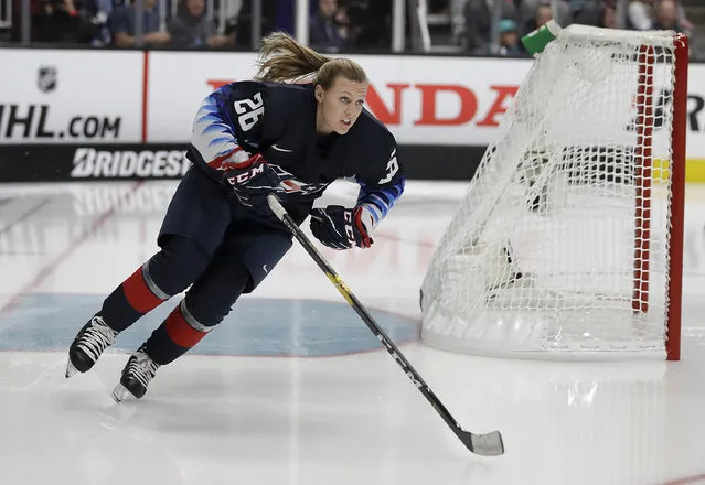 United States' Kendall Coyne skates during the Skills Competition, part of the NHL All-Star weekend, in San Jose, Calif., Friday, January 25, 2019. (Photo by Ben Margot/AP Photo)