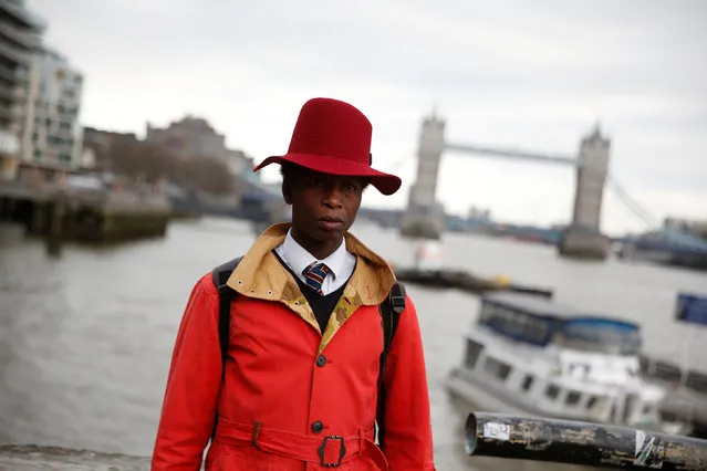 Fashion blogger Zokaya Kamara poses for a portrait during London Fashion Week in London, Britain February 19, 2017. (Photo by Neil Hall/Reuters)