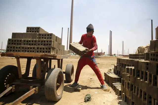 A labourer works at a traditional brick factory in Arab Mesad district of Helwan, northeast of Cairo, May 14, 2015. (Photo by Amr Abdallah Dalsh/Reuters)