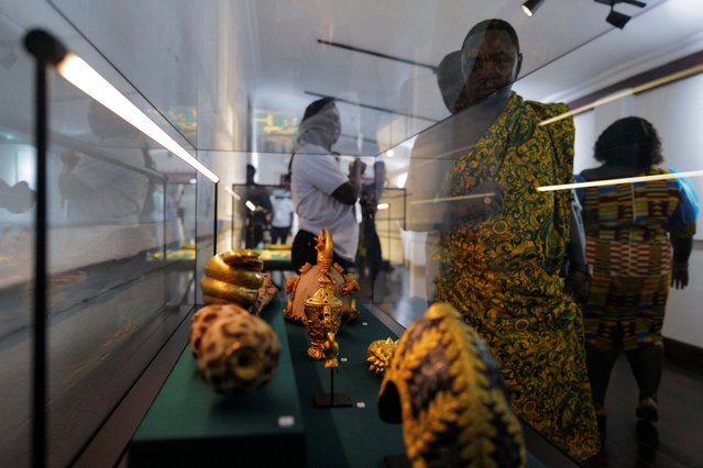 Looted artefacts returned by British and American museums are displayed to the public for the first time at the Manhyia Palace in Kumasi, Ghana, on May 1, 2024. (Photo by Francis Kokoroko/Reuters)