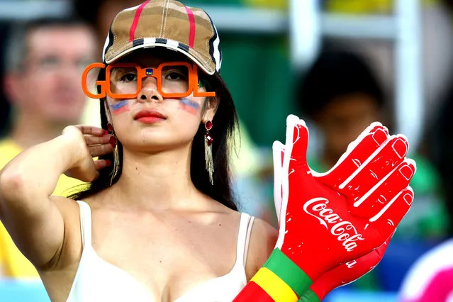A Russia fan looks on during the 2014 FIFA World Cup Brazil Group H match between Russia and South Korea at Arena Pantanal on June 17, 2014 in Cuiaba, Brazil.  (Photo by Adam Pretty/Getty Images)