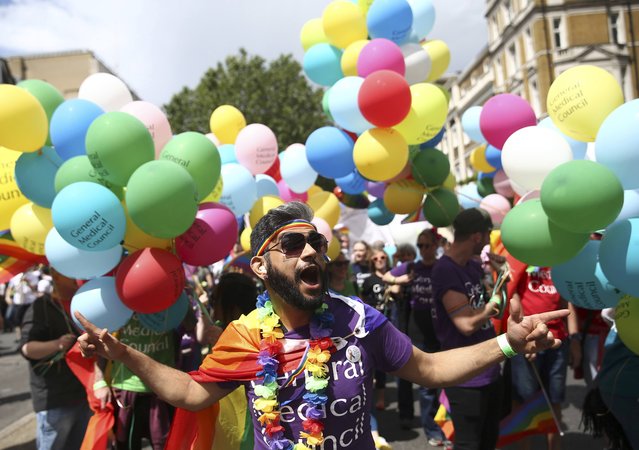 Participants take part in the annual Pride London Parade, which highlights issues of the gay, lesbian and transgender community, in London, Britain June 25, 2016. (Photo by Neil Hall/Reuters)