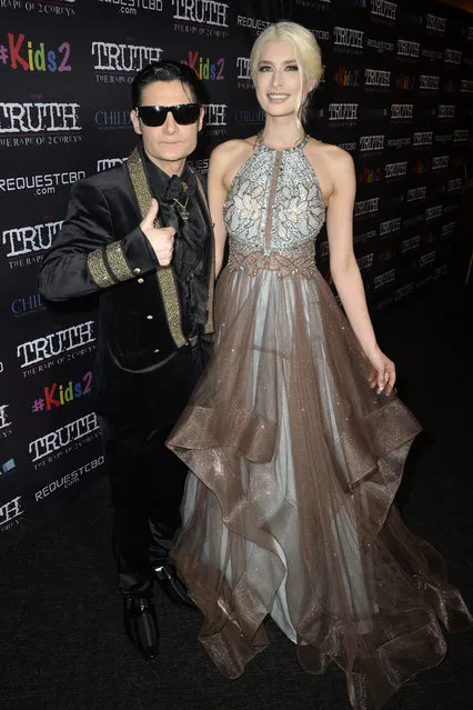 Corey Feldman and Courtney Anne Mitchell attend the Premiere of “My Truth: The Rape Of Two Coreys” at Directors Guild Of America on March 09, 2020 in Los Angeles, California. (Photo by Jerod Harris/Getty Images)