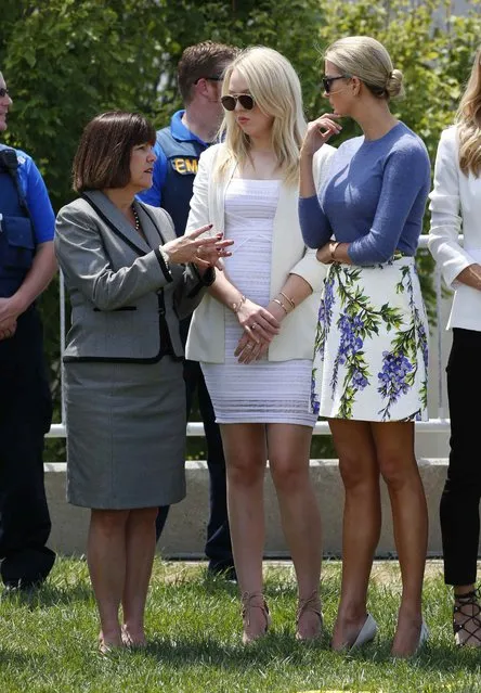 Karen Pence (L), wife of Republican U.S. vice presidential nominee Governor Mike Pence. talks with Tiffany (C) and Ivanka (R) Trump  before the arrival of Republican presidential nominee Donald Trump in Cleveland, Ohio, U.S., July 20, 2016. (Photo by Carlo Allegri/Reuters)